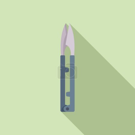 Illustration for Handle metal scissors icon flat vector. Tape design. Meter craft - Royalty Free Image