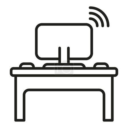 Illustration for Work place remote control icon outline vector. Smart office. Computer desktop - Royalty Free Image