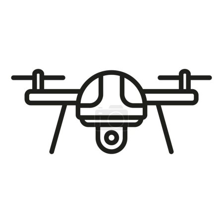 Téléchargez les illustrations : Vecteur de contour d'icône de drone jouet vidéo. Télécommande. Vue aérienne du terrain - en licence libre de droit