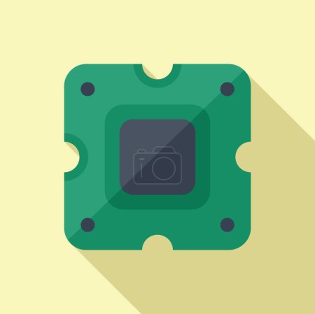 Illustration for Laptop processor repair icon flat vector. Button tool. Service data - Royalty Free Image