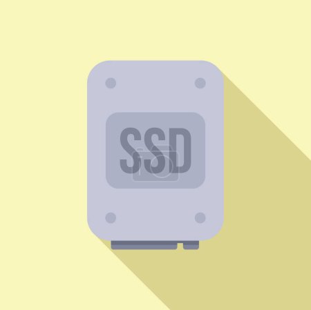 Illustration for Laptop repair ssd disk icon flat vector. Button service. Mobile data system - Royalty Free Image