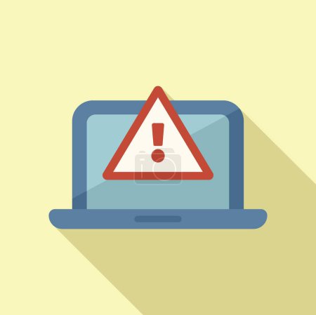 Illustration for Laptop software alert icon flat vector. Admin project. Data computer broken - Royalty Free Image