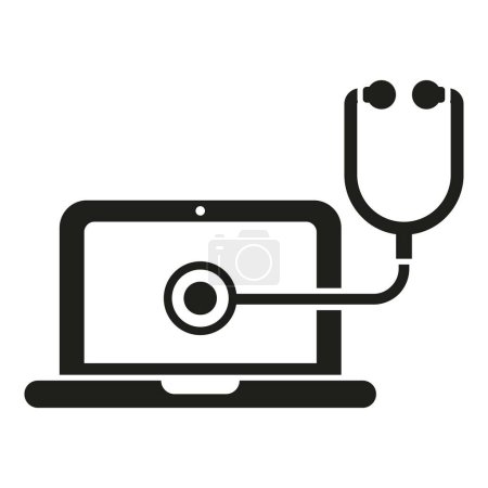 Illustration for Laptop service stethoscope icon simple vector. Button tool. Computer digital gadget - Royalty Free Image