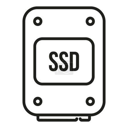 Illustration for Laptop repair ssd disk icon outline vector. Button service. Mobile data system - Royalty Free Image