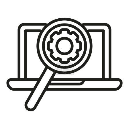 Illustration for Search laptop service icon outline vector. Recovery tool. Backup upgrade - Royalty Free Image