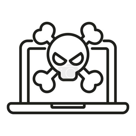 Illustration for Danger laptop virus icon outline vector. Digital desktop. Button tool - Royalty Free Image
