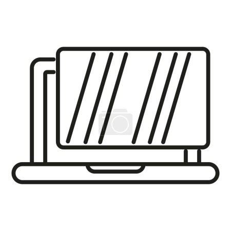 Illustration for Glass change laptop monitor icon outline vector. Tool fix. Remote app fix - Royalty Free Image