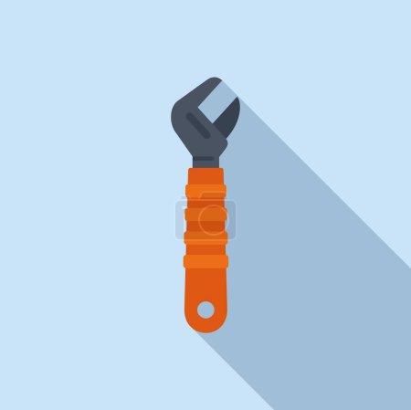 Illustration for Washing machine repair wrench icon flat vector. Fix tube. Electric worker - Royalty Free Image