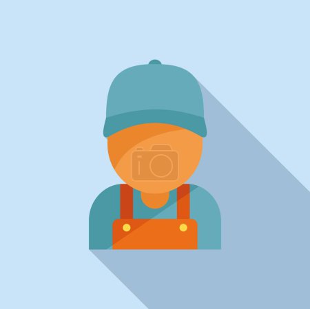 Illustration for Service fix man icon flat vector. Washing machine repair. Heating wash - Royalty Free Image