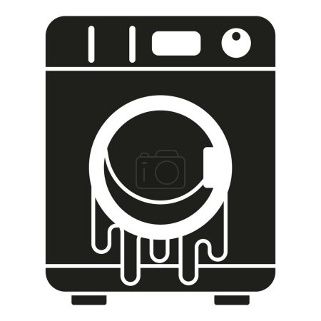 Illustration for Full water of broken wash machine icon simple vector. Electric worker. Servicing heating - Royalty Free Image