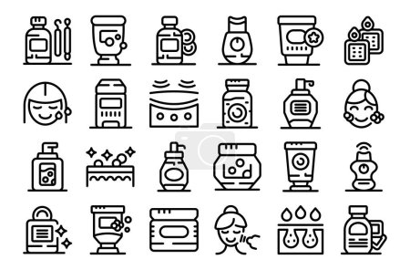 Illustration for Facial Skin Cleaner icons set outline vector. Face skin healthy. Device peeling - Royalty Free Image