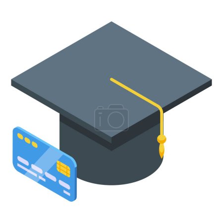 Illustration for Graduation hat icon isometric vector. Ceremony study cap. Student graduate school - Royalty Free Image