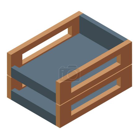 Holz Papier Tablett Symbol isometrischen Vektor. Briefdatenschrank. Korb für Bürokoffer