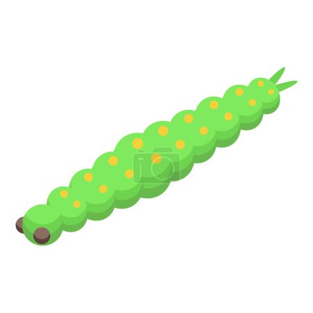 Illustration for Green worm icon isometric vector. Cocoon silk baby. Silkworm cute leaf natural - Royalty Free Image