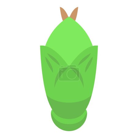 Illustration for Green butterfly cocoon icon isometric vector. Insect stage leaf. Change life larva - Royalty Free Image