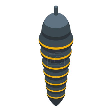Illustration for Black worm cocoon icon isometric vector. Evolution insect. Nature transformation - Royalty Free Image