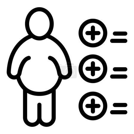Illustration for Fat person icon outline vector. Passive lifestyle adult. Bad habit - Royalty Free Image