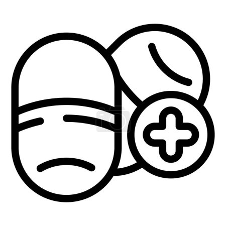 Ilustración de Caso de ayuda icono de drogas delinear vector. Clínica ayuda remedio. Cuidados saludables - Imagen libre de derechos