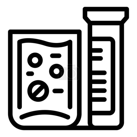 Illustration for Test tube drug icon outline vector. Aspiring powder. Remedy tablet - Royalty Free Image