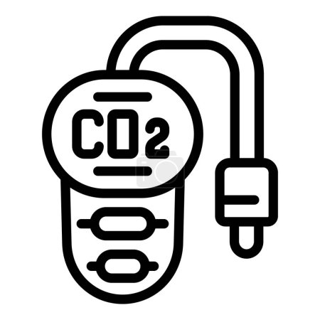 Ilustración de Vector de contorno del icono del detector de CO2. Sensor multi portátil. Control del quemador - Imagen libre de derechos