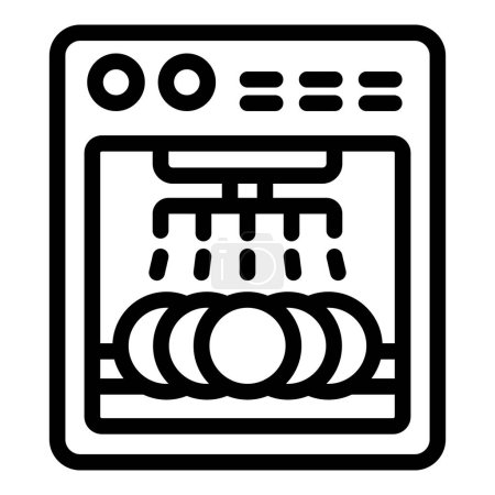 Illustration for Automatically dishwasher icon outline vector. Household dishwashing machine. Cleaning detergent pod - Royalty Free Image