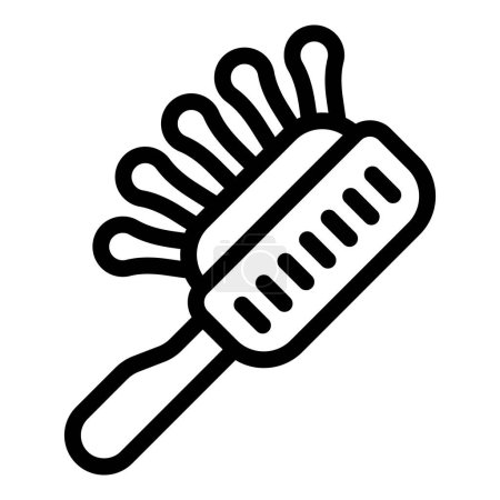 Téléchargez les illustrations : Corps brosse icône contour vecteur. Outil de nettoyage de massage. Brosse anti cellulite en bambou - en licence libre de droit