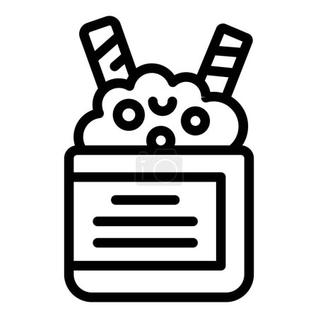 Illustration for Wafer rolls dessert icon outline vector. Munchies sugary tubes. Wafer ice cream sticks - Royalty Free Image
