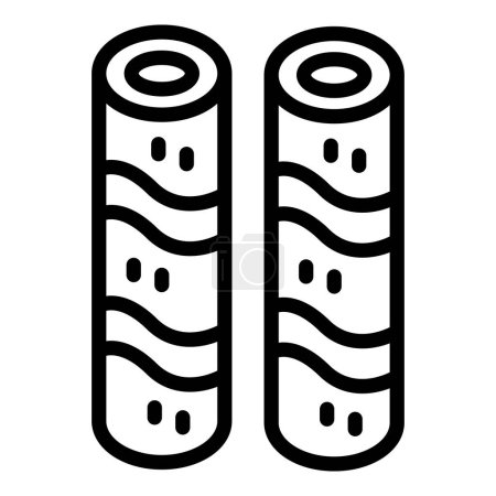 Illustration for Biscuit wafer rolls hazelnut icon outline vector. Delectable crispy biscotti. Rolled snack straws - Royalty Free Image