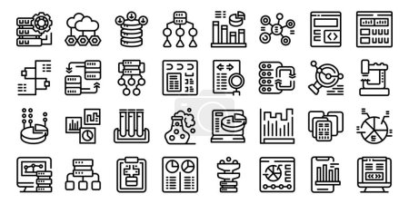 Illustration for Data scientist icons set outline vector. Man research. Man analyst expert - Royalty Free Image