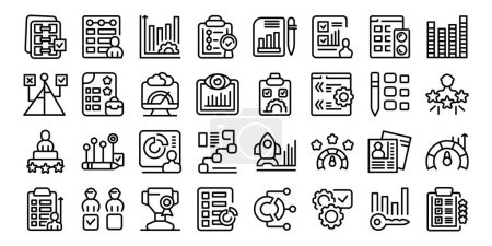 Illustration for Performance Evaluation icons set outline vector. Marketing business. Test result practice - Royalty Free Image