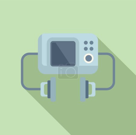 Illustration for Vital defibrillator icon flat vector. Portable medical device. Safety health - Royalty Free Image