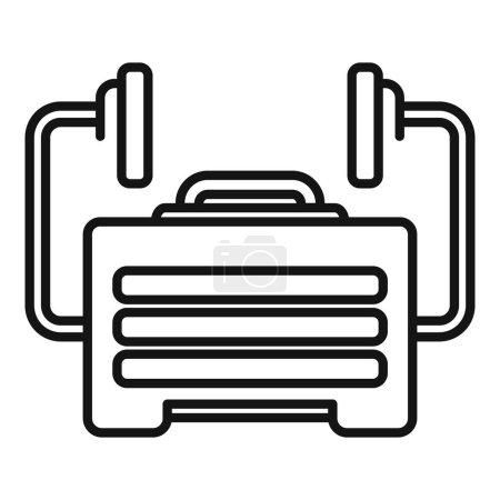 Illustration for Ambulance defibrillator icon outline vector. Portable device. First cardiac help - Royalty Free Image