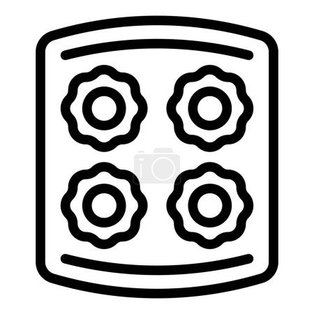 Bakeware floral icon outline vector. Silicone kitchen tray. Baking muffin form
