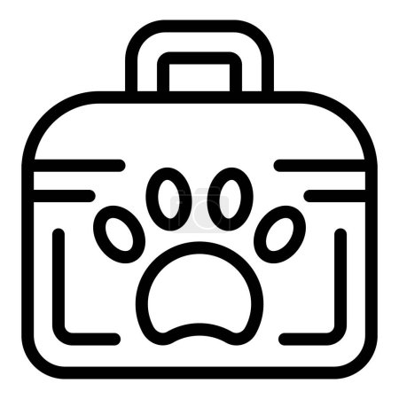 Ilustración de Gato llevar maleta icono contorno vector. Bolso de transporte de mascotas. Portable gatito perrera - Imagen libre de derechos