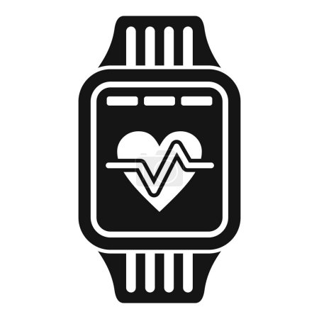 Téléchargez les illustrations : Icône de montre intelligente de fréquence cardiaque vecteur simple. Dirigez les soins. Données wifi intelligentes - en licence libre de droit