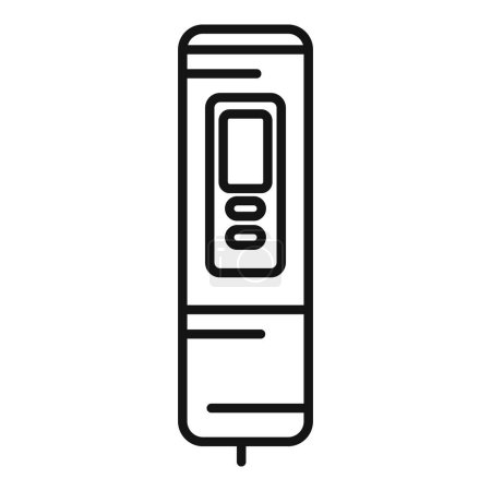 Vecteur de contour numérique ph meter icon. Kit de test alcalin. Acide clinique
