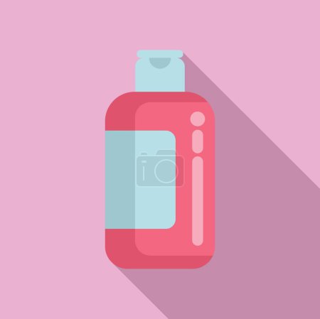 Illustration for Shampoo bottle icon flat vector. Salon wash hair. Care damage hairs - Royalty Free Image