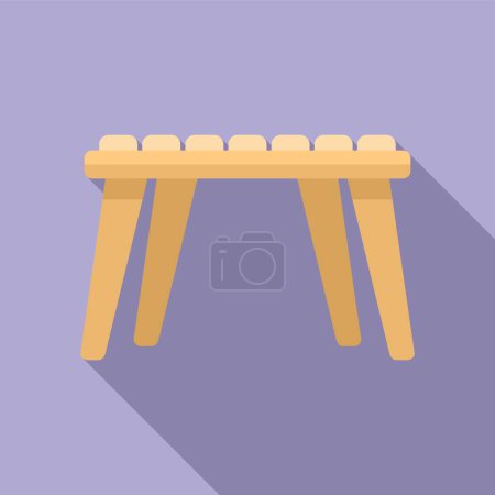 Wooden patio furniture icon flat vector. Space home interior. Picnic chair