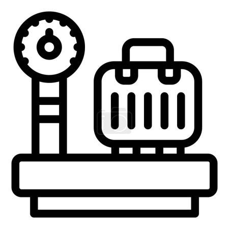 Illustration for Baggage check icon outline vector. Airport security check. Travel luggage weighing - Royalty Free Image