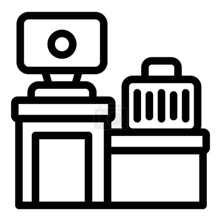 Illustration for Flight baggage check icon outline vector. Luggage airport scanner. Passenger travel control - Royalty Free Image