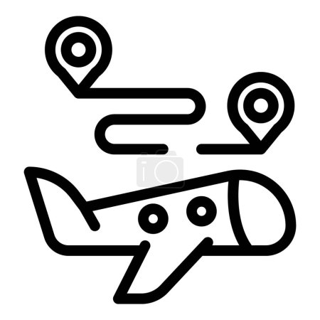 Illustration for Flight itinerary icon outline vector. Airplane flight destination. Aviation aerial way - Royalty Free Image