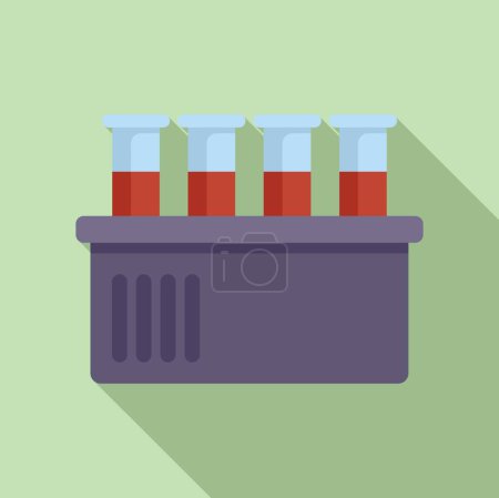 Illustration for Test tubes blood icon flat vector. Bioprinting medicine. Medical health - Royalty Free Image