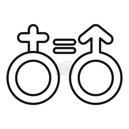 Illustration for Gender equality icon outline vector. Couple poster support. Pride move - Royalty Free Image