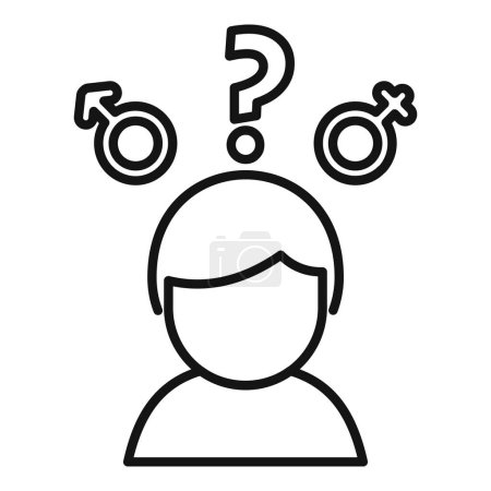 Illustration for Gender identity question icon outline vector. Move support. Male body agender - Royalty Free Image