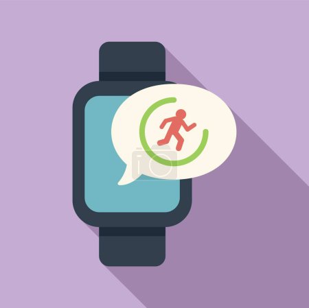 Runner watch icon flat vector. Sport fitness app. Social media