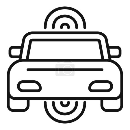 Ilustración de Icono de control de seguridad coche contorno vector. Alerta automática. Vista parada de seguridad - Imagen libre de derechos