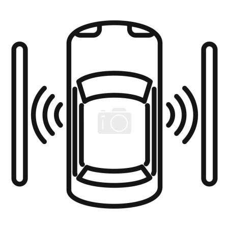 Ilustración de Auto carretera icono de seguridad contorno vector. Control del sensor. Mover la unidad segura - Imagen libre de derechos