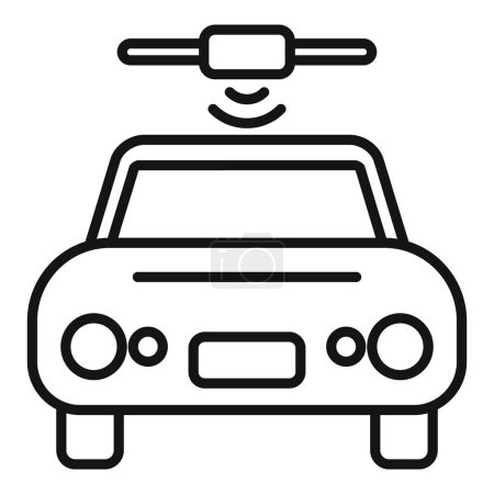 Auto carretera sensor icono contorno vector. Control de seguridad. Vista inteligente