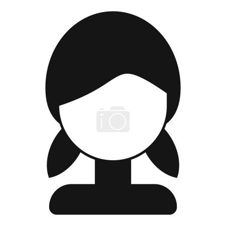Téléchargez les illustrations : Dame longue perruque icône vecteur simple. Mode visage. Modèle serrures faux - en licence libre de droit