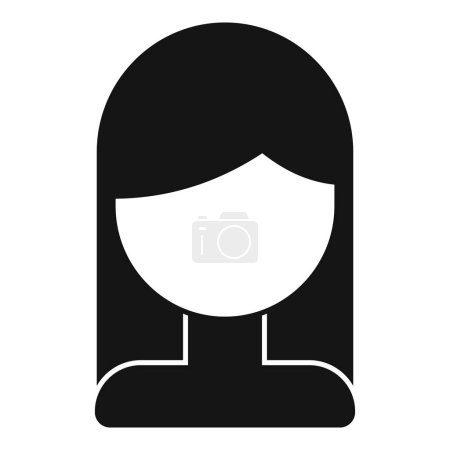 Téléchargez les illustrations : Longue perruque coiffure icône simple vecteur. Mode visage. Mode dame mignonne - en licence libre de droit